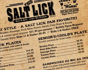 Salt Lick BBQ Menu